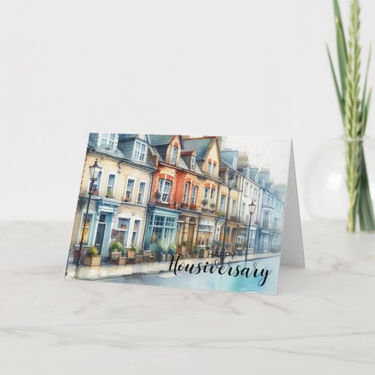 Red Brick Street Scene - Happy Houseaversary Karte (Vorderseite)