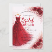 Red Bridesmaid Dress Bridal Shower Einladung (Vorderseite)