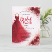 Red Bridesmaid Dress Bridal Shower Einladung (Stehend Vorderseite)