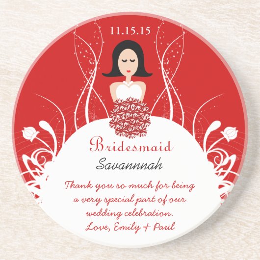 Red Bridesmaid Wedding Gown Untersetzer (Vorne)