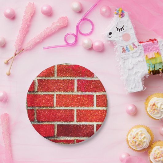 Red Bridge & Glitzer Weihnachtsfest Party Pappteller (Party)