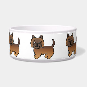Red Brindle Cairn Terrier Cartoon Dog Design Napf