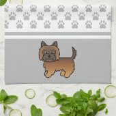 Red Brindle Cairn Terrier Dog & Grau Paws Muster Geschirrtuch (Gefaltet)
