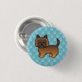 Red Brindle Cairn Terrier Dog Illustration auf bla Button (Vorne & Hinten)