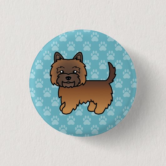 Red Brindle Cairn Terrier Dog Illustration auf bla Button (Vorderseite)