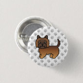 Red Brindle Cairn Terrier Dog Illustration Paws Button (Vorne & Hinten)