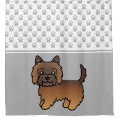 Red Brindle Cairn Terrier Dog & Paws Muster Grau Duschvorhang (Vorderseite)