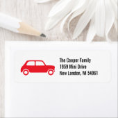 Red British Mini Cooper Custom Address Labels (Insitu)