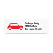 Red British Mini Cooper Custom Address Labels (Vorne)