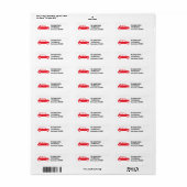 Red British Mini Cooper Custom Address Labels (Vorne)