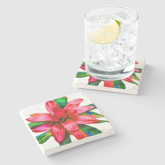 Red Bromeliad Untersetzer Marble (Seitenansicht)