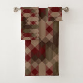Red bronze and olive geometric badhandtuch set (Insitu)
