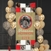 Red & Bronze Gold Foto Collage Abschluss Vinyl Banner