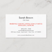 Red Broom Zuhause House Reinigung Visitenkarte (Rückseite)