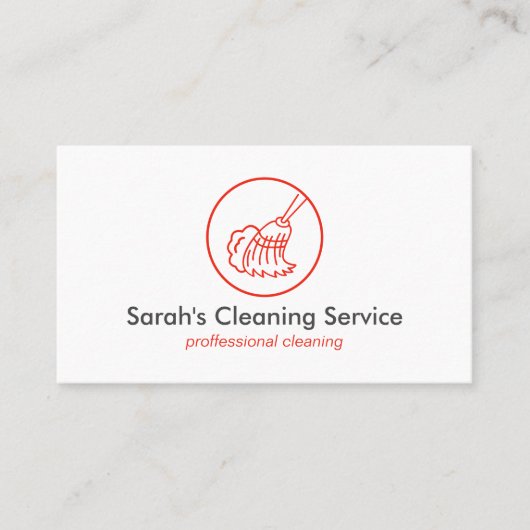 Red Broom Zuhause House Reinigung Visitenkarte (Vorderseite)