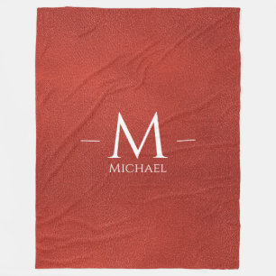 Red Brother Leather Look Monogram Name Large Custo Fleecedecke