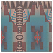 Red Brown Aquamarin Blue Green Eclectic Ethnic Loo Stoff (Nahaufnahme)