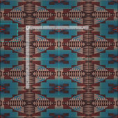 Red Brown Aquamarin Blue Green Eclectic Ethnic Loo Stoff (Kachel)