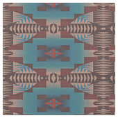 Red Brown Aquamarin Blue Green Eclectic Ethnic Loo Stoff (Nahaufnahme)
