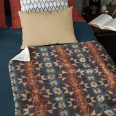 Red Brown Aquamarin Blue Orange Tribal Art Muster Fleecedecke