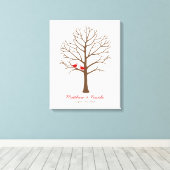 Red Brown Birds Fingerprint Tree Hochzeit Leinwanddruck (Insitu (Holzboden))