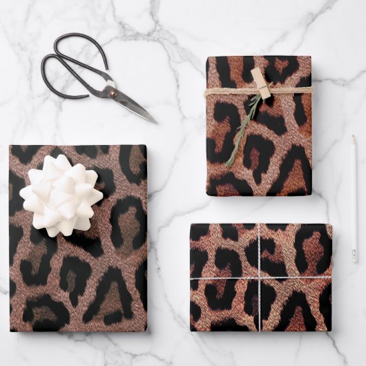 Red Brown Black Leopard Animal Print Geschenkpapier Set (Vorderseite)