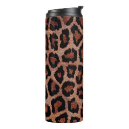 Red Brown Black Leopard Animal Print Thermosbecher