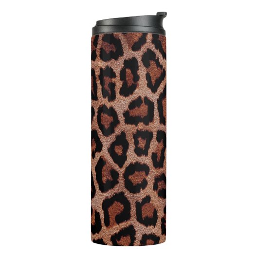 Red Brown Black Leopard Animal Print Thermosbecher (Nach links gedreht)