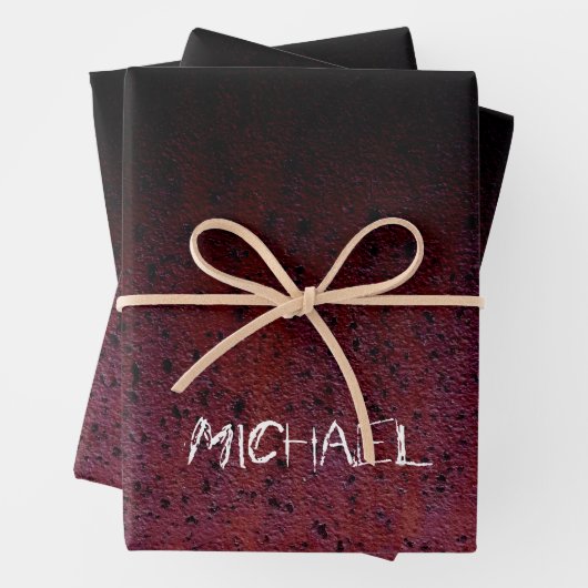 Red Brown Black Ombre Rust Metal Custom name Geschenkpapier Set (Beispiel)