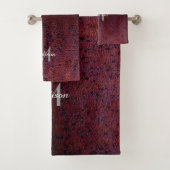 Red Brown Black Ombre Rust Metal Patina Monogram Badhandtuch Set (Insitu)