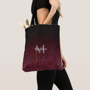 Red Brown Black Ombre Rust Metal Patina Monogram Tasche