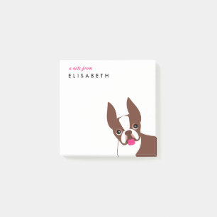 Red Brown Boston Terrier Post-it Notes Klebezettel