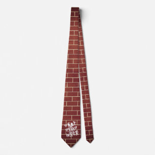 Red Brown Briwn Wall Neck Tie - Custom Text Krawatte