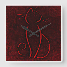 Red Brown Cat | Zazzle_Growshop. Quadratische Wanduhr