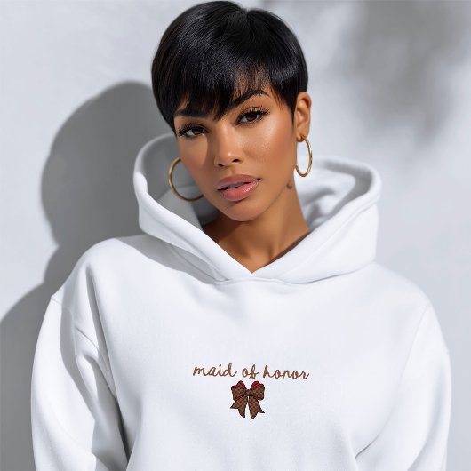 Red + Brown Checkered Bow MAID OF HONOR Sweatshirt