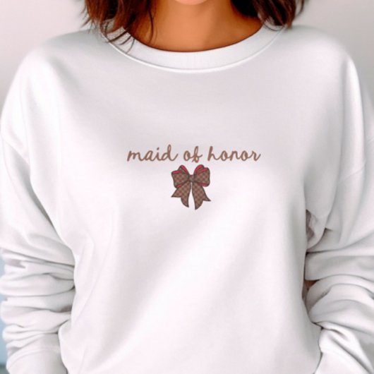Red + Brown Checkered Bow MAID OF HONOR Sweatshirt