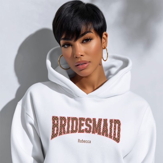 Red + Brown Checkered Varsity BRIDESMAID Sweatshirt