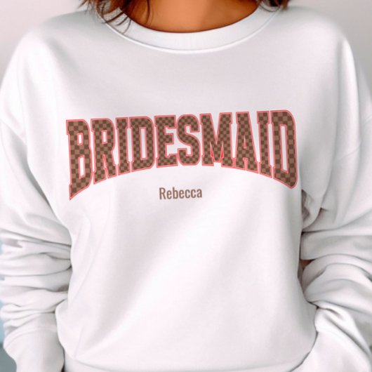 Red + Brown Checkered Varsity BRIDESMAID Sweatshirt