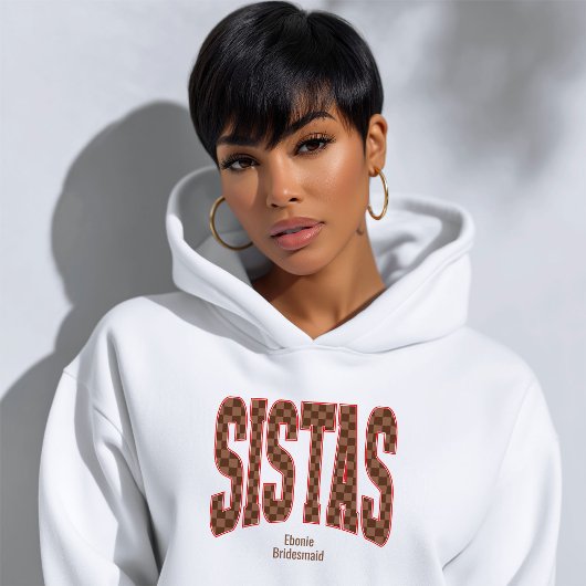 Red + Brown Checkered Varsity SISTAS Sweatshirt