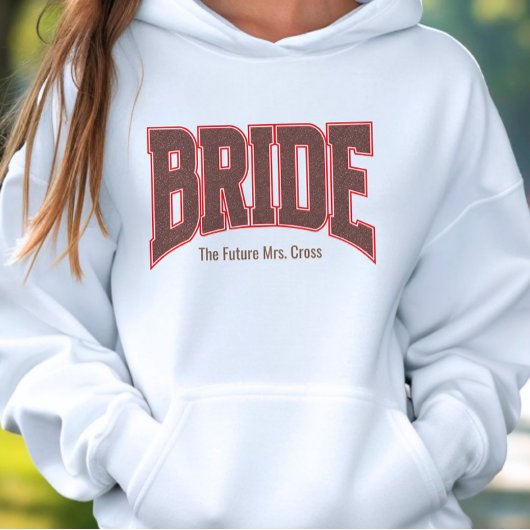 Red + Brown Faux Glitter Varsity BRIDE Sweatshirt