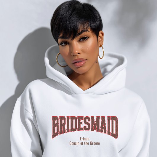 Red + Brown Faux Glitter Varsity BRIDESMAID Sweatshirt