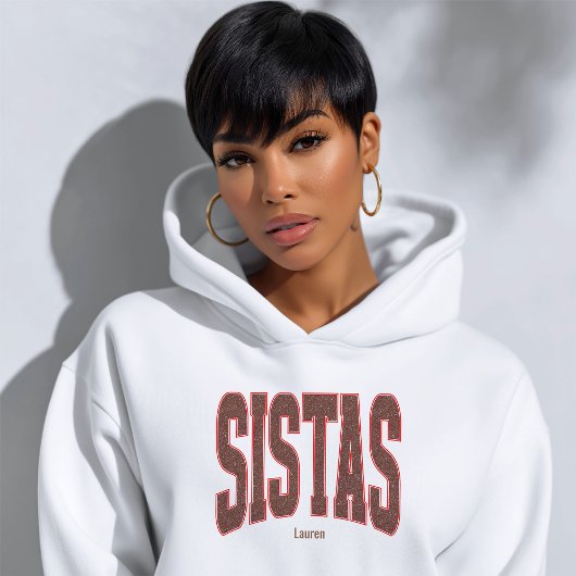 Red + Brown Faux Glitter Varsity SISTAS Sweatshirt