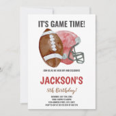 Red Brown Football Einladung zum Geburtstag (Vorderseite)