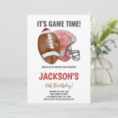 Red Brown Football Einladung zum Geburtstag (Stehend Vorderseite)