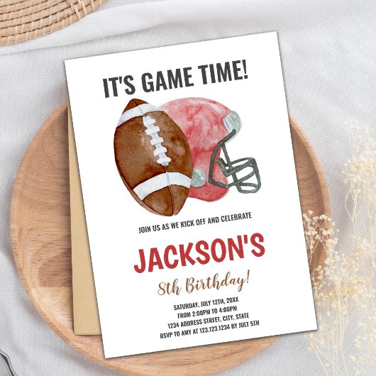 Red Brown Football Einladung zum Geburtstag