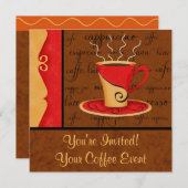 Red Brown Gold Espresso Kaffee Individuelle Name Einladung (Vorne/Hinten)