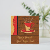 Red Brown Gold Espresso Kaffee Individuelle Name Einladung (Stehend Vorderseite)