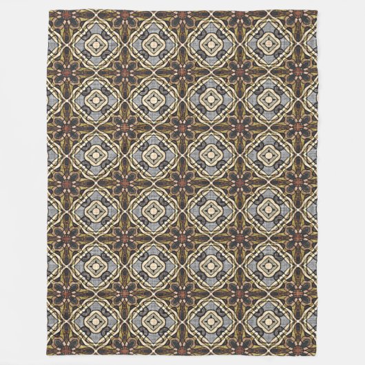 Red Brown Gray Ochre Angesagter Bohemischer Balkon Fleecedecke (Vorderseite)