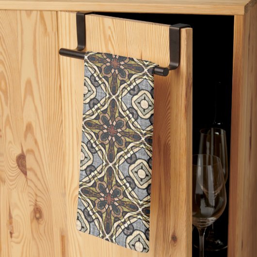 Red Brown Gray Ochre Angesagter Bohemischer Balkon Geschirrtuch (Drittel gefaltet)