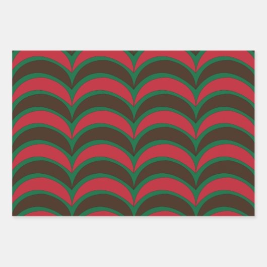 Red Brown Green Abstrakt Geometric Geschenkpapier Set (Vorderseite 2)